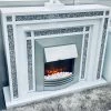 ASR INTERIOR Lucy Crushed Diamond White Mirrored Fire Place FIREPLACE/FIRE SURROUND