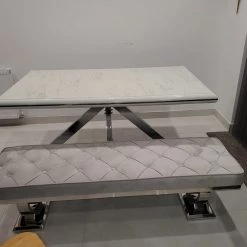 Furniture Imports LTD ALL DUBAI DINING & OCCATIONAL RANGES Karla Chrome Metal Finish Dining Table Set