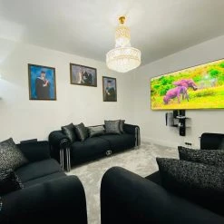 TURKISH Elmira 3+2 Black & Chrome Plush Velvet SALE ITEMS 7 TURKISH Elmira 3+2 Black & Chrome Plush Velvet SALE ITEMS