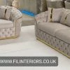 Furniture Imports LTD Ambassador 3+2 Seater In Beige V-05 & Gold Plush Velvet