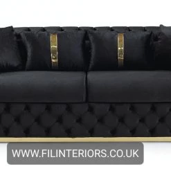 Furniture Imports LTD Ambassador 3+2 Seater In Black & Gold Plush Velvet