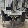 FIL Ashley Round Marble Dining Table + Majestic Velvet Dining Chair ALL DINING TABLE SET