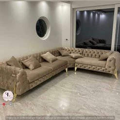 TURKISH DUBAI SOFA COLLECTION Hermes Corner Sofa Plush Velvet