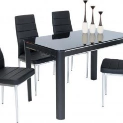 ASR INTERIOR ALL DINING TABLE SET Morano Dining Set Black (4 Maxi Chairs)