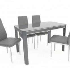 ASR INTERIOR Morano Dining Set Grey (4 Grey Maxi Chairs)