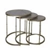 BESPOKEZ Nest Of 3 Gold Metal & Marble Tables