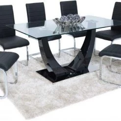 ASR INTERIOR ALL DINING TABLE SET Oslo Dining Set (6 Black New York Chairs)