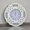 ASR INTERIOR MIRRORED FURNITURE Crushed Diamond Round Wall Clock