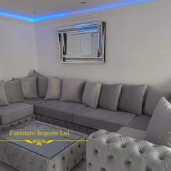 Velvetsofa SOFAS ASHTON FRENCH VELVET U CORNER SOFA RANGE