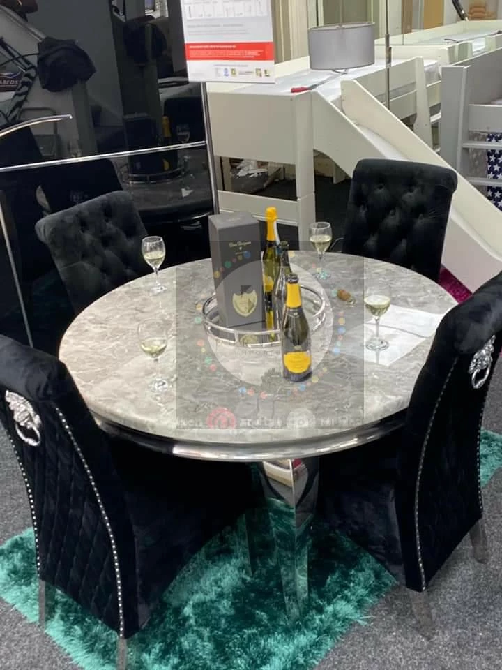 Furnish 365 ALL DINING TABLE SET Komoro Round Marble Dining Set 3 Furnish 365 ALL DINING TABLE SET Komoro Round Marble Dining Set