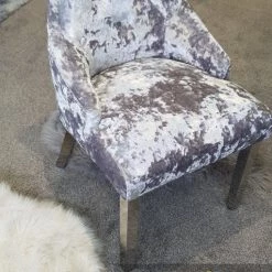 ASR INTERIOR Venice Lustro Premium Crushed Velvet Silver Dining Chair