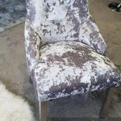 ASR INTERIOR Venice Lustro Premium Crushed Velvet Silver Dining Chair