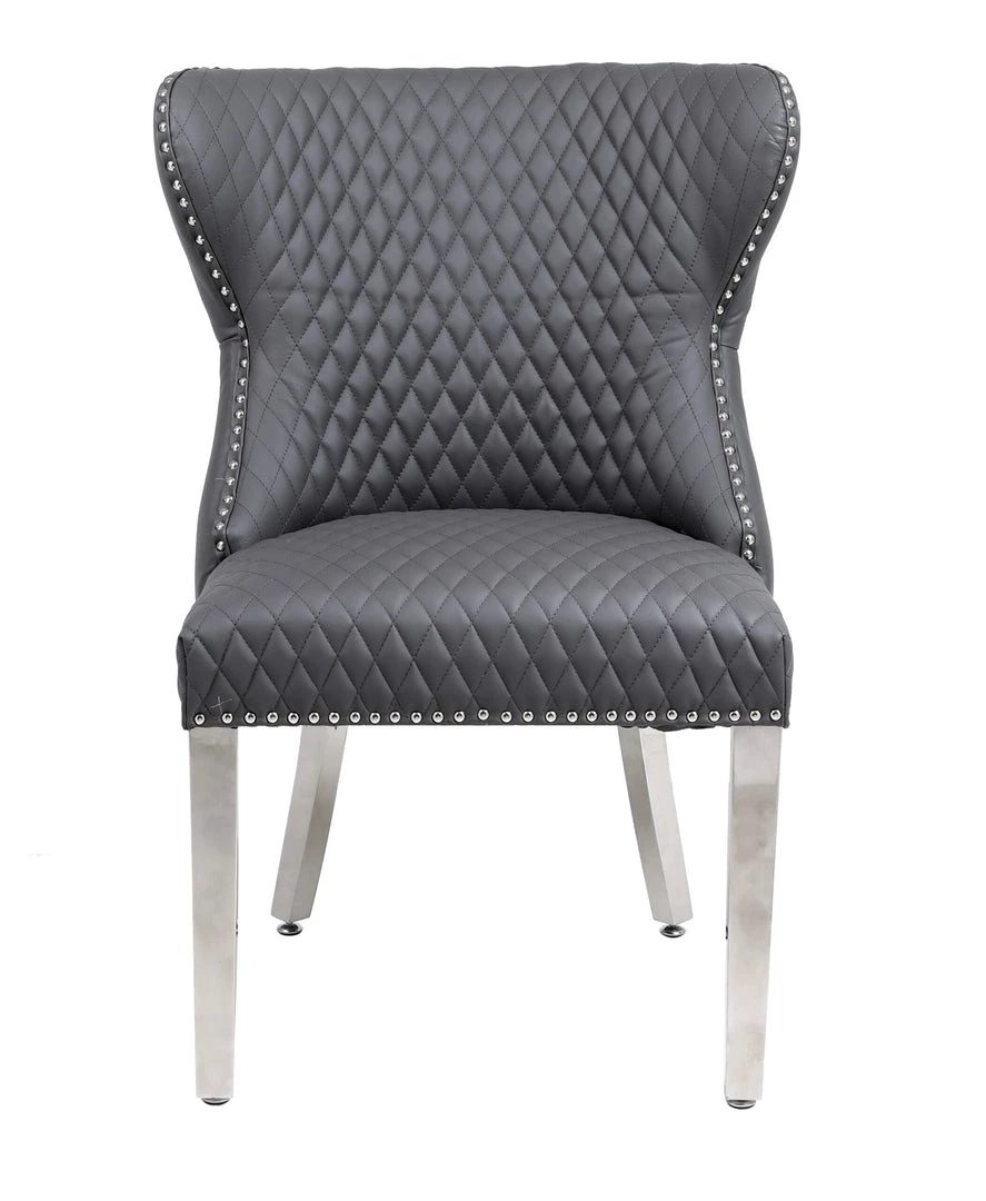 Furniture Imports LTD Valentino Grey Leather Dining Chair 3 Furniture Imports LTD Valentino Grey Leather Dining Chair