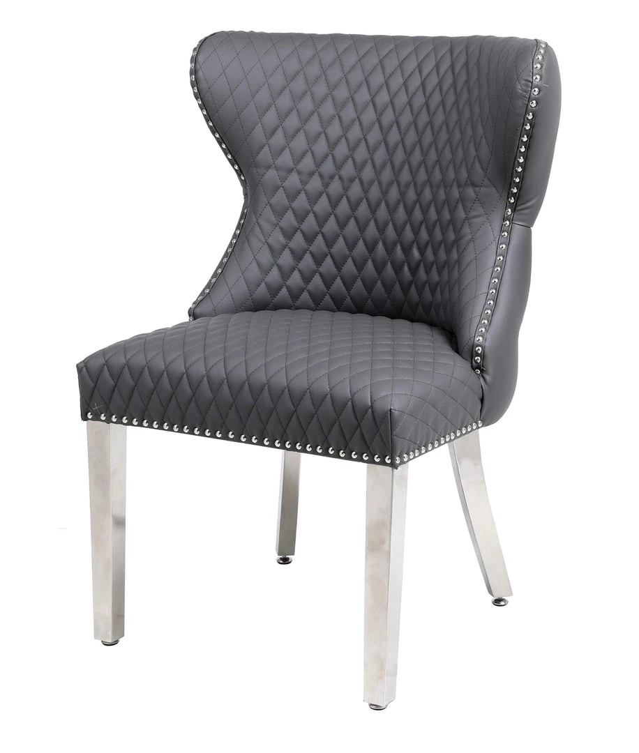 Furniture Imports LTD Valentino Grey Leather Dining Chair 4 Furniture Imports LTD Valentino Grey Leather Dining Chair