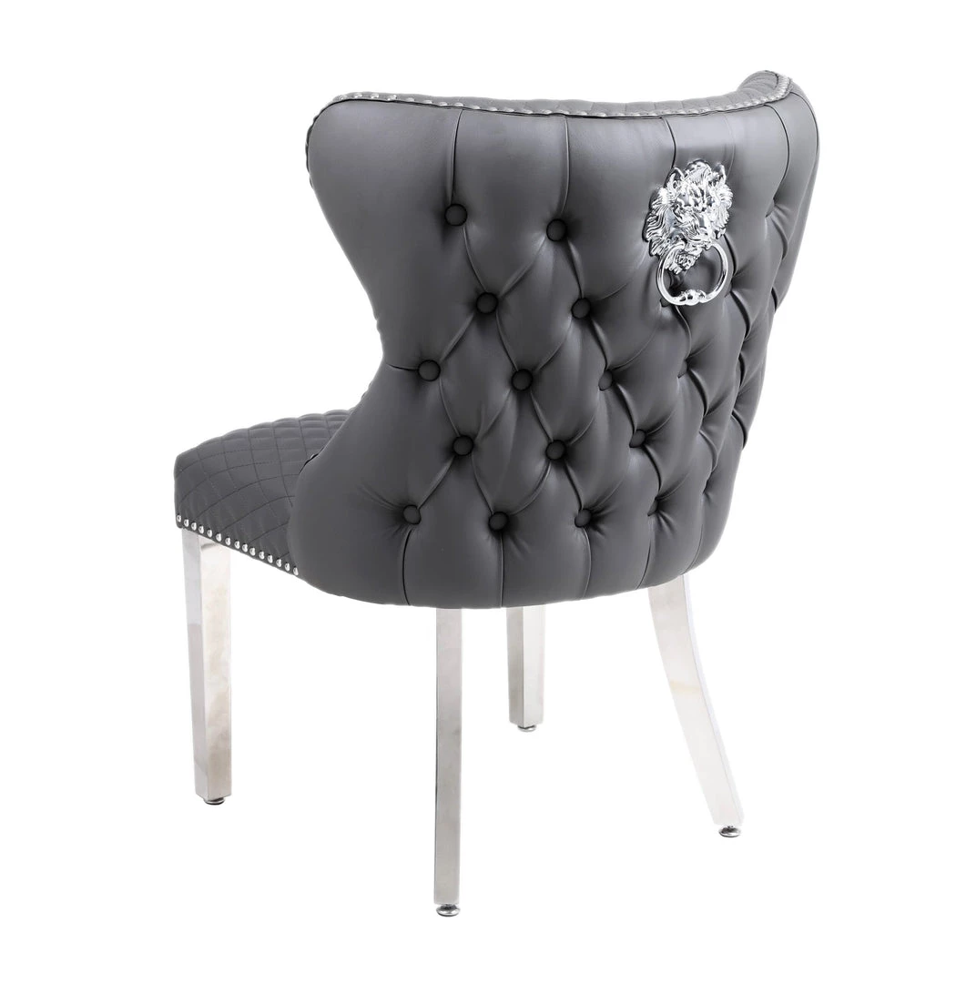 Furniture Imports LTD Valentino Grey Leather Dining Chair 5 Furniture Imports LTD Valentino Grey Leather Dining Chair