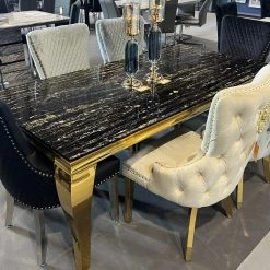 Asr Sofia Black & Gold Marble Table (Table Only) 180cm DINING TABLE