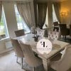 Furniture Imports LTD Chelsea Cream Dining Table Set + Majestic Cream Lion Knockerback Dining Chairs