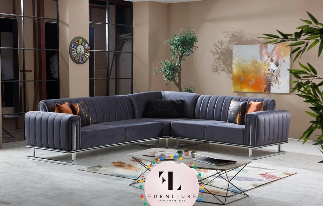 TURKISH SALE ITEMS Genova Corner Sofa Range In Silver & Chrome Plush Velvet 4 TURKISH SALE ITEMS Genova Corner Sofa Range In Silver & Chrome Plush Velvet