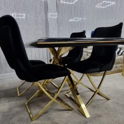 Furniture Imports LTD Karla Gold Metal Finish Dining Table Set