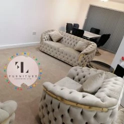 TURKISH DUBAI SOFA COLLECTION Bvlgari Sofa 3+2 Range Plush Velvet - Choose Combination