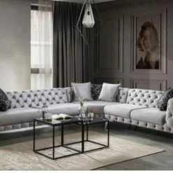TURKISH DUBAI SOFA COLLECTION Hermes Corner Sofa Plush Velvet