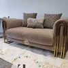 TURKISH Elmira 3 Seater In Champagne & Gold Plush Velvet SALE ITEMS