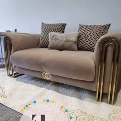 TURKISH Elmira 3 Seater In Champagne & Gold Plush Velvet SALE ITEMS