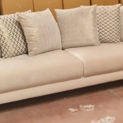 TURKISH Karze 2+2 Cream & Gold Plush Velvet