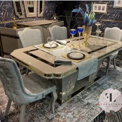 Furniture Imports LTD VERONA CAPPUCCINO DINING TABLE SET 200cm = 6 Chairs DUBAI OCCATIONAL FURNITURE