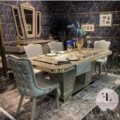 Furniture Imports LTD VERONA CAPPUCCINO DINING TABLE SET 200cm = 6 Chairs DUBAI OCCATIONAL FURNITURE