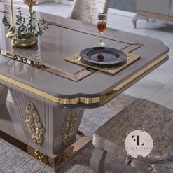 Furniture Imports LTD VERONA CAPPUCCINO DINING TABLE SET 200cm = 6 Chairs DUBAI OCCATIONAL FURNITURE