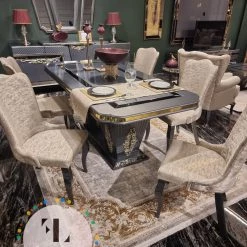 Furniture Imports LTD VERONA CAPPUCCINO DINING TABLE SET 200cm = 6 Chairs DUBAI OCCATIONAL FURNITURE