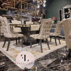 Furniture Imports LTD VERONA CAPPUCCINO DINING TABLE SET 200cm = 6 Chairs DUBAI OCCATIONAL FURNITURE