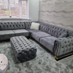 TURKISH Scarlet Corner Sofa Range In Plush Velvet