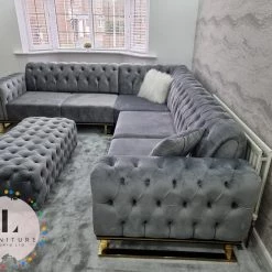 TURKISH Scarlet Corner Sofa Range In Plush Velvet