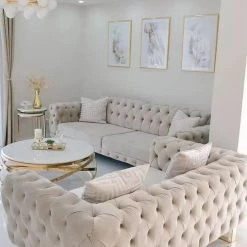 TURKISH DUBAI SOFA COLLECTION Hermes Corner Sofa Plush Velvet