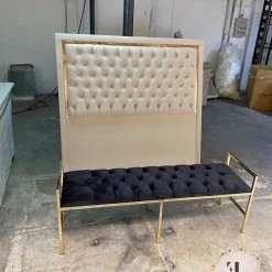 Furniture Imports LTD Sahara Metal Plating Plush Soft Velvet Bench