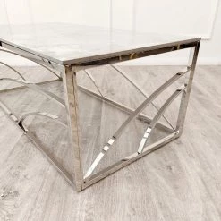 Furniture Imports LTD Stella Chrome Coffee Table With Stomach Ash Grey Sintered Top