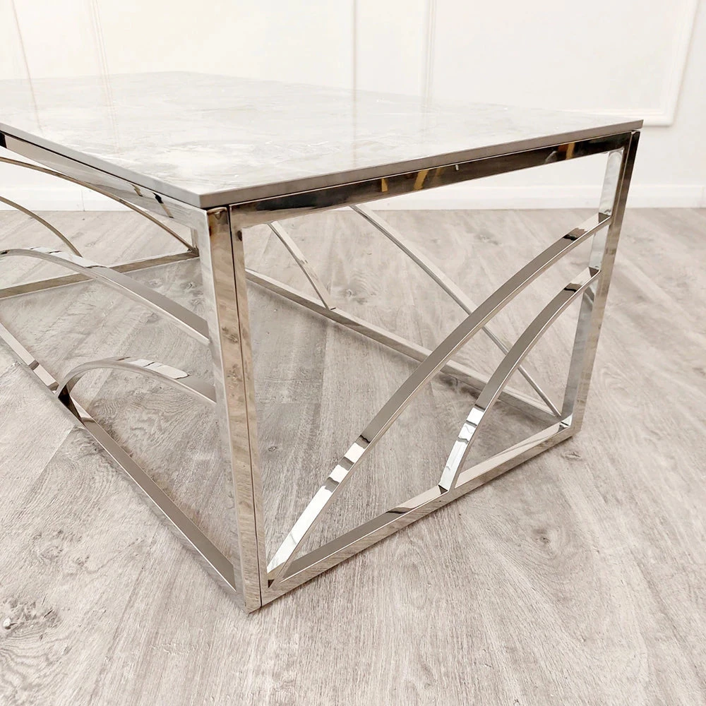 Furniture Imports LTD Stella Chrome Coffee Table With Stomach Ash Grey Sintered Top 4 Furniture Imports LTD Stella Chrome Coffee Table With Stomach Ash Grey Sintered Top