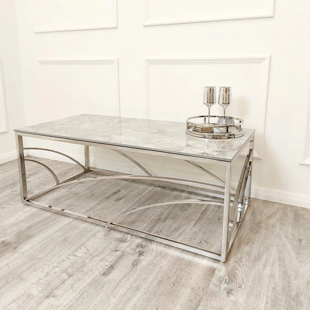Furniture Imports LTD Stella Chrome Coffee Table With Stomach Ash Grey Sintered Top 3 Furniture Imports LTD Stella Chrome Coffee Table With Stomach Ash Grey Sintered Top