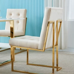 Furniture Imports LTD Atlanta Metal Plating Velvet Dining Chair REDUCED - SALE ITEMS