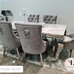Furniture Imports LTD ALL DINING TABLE SET Chelsea Grey Marble Dining Table Set + Majestic Chairs + Arianna Bench