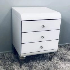 ASR INTERIOR BEDSIDES White Curved Bedside Cabinet