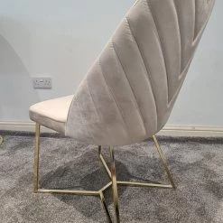 Furniture Imports LTD Yildiz Dining Chair Cream Velvet & Gold Legs REDUCED SALE ITEMS