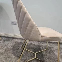 Furniture Imports LTD Yildiz Dining Chair Cream Velvet & Gold Legs REDUCED SALE ITEMS