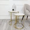 Furnish Cato Nest Of Tables White Marble & Gold Frame
