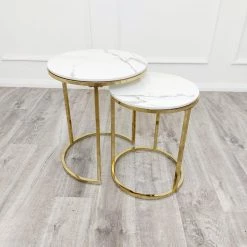 Furnish Cato Nest Of Tables White Marble & Gold Frame 7 Furnish Cato Nest Of Tables White Marble & Gold Frame