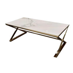 Furniture Imports LTD Zion Gold Coffee Table With Polar White Sintered Top