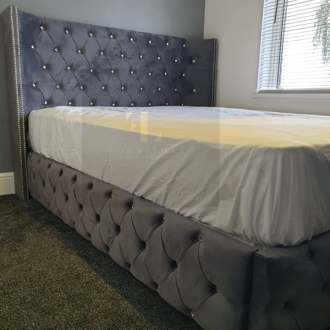 Furniture Imports LTD BED COLLECTION Luxe Curved Wingback Plush Velvet Bed 17 Furniture Imports LTD BED COLLECTION Luxe Curved Wingback Plush Velvet Bed