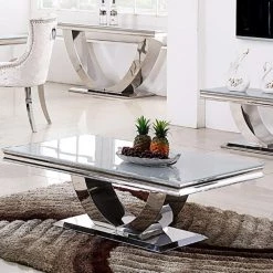 Furnish 365 Arial Marble & Glass Coffee Table